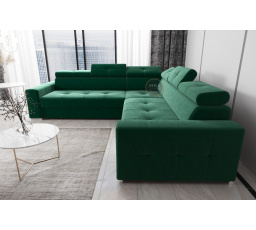 Rohová sedací souprava s funkcí spaní MARGO MAX 270x270 - Levá strana, zelená