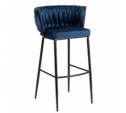 Barová židle FLORES Modrý Sametový