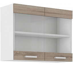 Horní skříňka DAVIS - 80 GS-60 2F, Bílá/Dub Sonoma Trufla