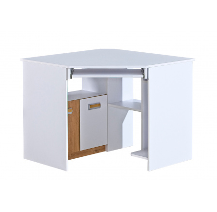 Rohový psací stůl LORENTO L11, Brilantní Bílá/Dub Nash Rohový psací stůl LORENTO L11, Brilantní Bílá/Dub Nash