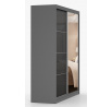 Šatní skříň MULTI 31 - 183 cm, Šedá/Černý Lesk