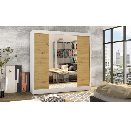 Šatní skříň BAJA II 200, Bílá/Dub artisan Šatní skříň BAJA II 200, Bílá/Dub artisan