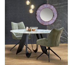 Jídelní stůl GIOVANI, Efekt zeleného mramoru/Černá