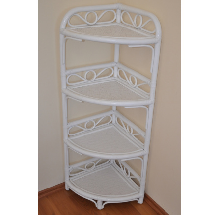 Ratanová police rohová 4 patra bílá Ratanová police rohová 4 patra bílá