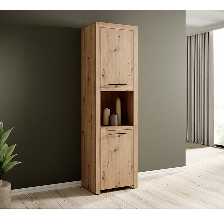 Vysoká skříň JANEZ Artisan+Černá Vysoká skříň JANEZ Artisan+Černá