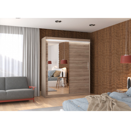 Posuvná skříň se zrcadlem a LED osvětlením TOM 180 Truffle+Truffle