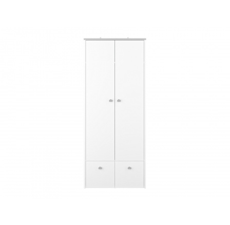 Šatní skříň Loen 01, bílá/šedostříbrná