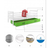 Dětská postel ERYK 80x190 cm se šuplíkem, s matrací, Bílá/Zelená