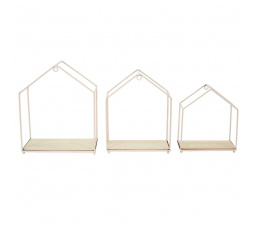 Sada 3 polic Domek růžový