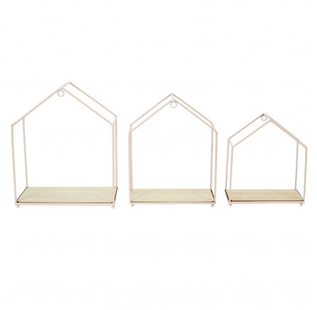 Sada 3 polic Domek růžový