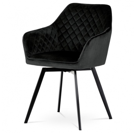 Jídelní židle, černá, sametová látka, DCH-425 BK4