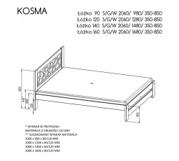 Postel "KOSMA" - Barva korpusu: borovice na ořechu