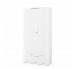 Kovová skříň MEGAN – bílá, jedna zásuvka, 185 cm