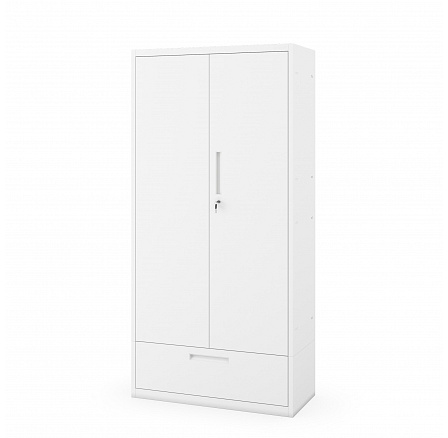 Kovová skříň MEGAN – bílá, jedna zásuvka, 185 cm