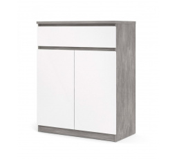 Komoda SIMPLICITY 234, Beton/ Bílý lesk