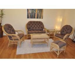 Ratanová sedací souprava Florida medová - polstry hnědý melír
