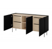 Komoda DESIN 3D4SZ, Černý mat/Dub Nagano