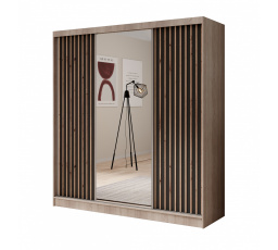 Šatní skříň s posuvnými dveřmi a zrcadlem Ida 200 Sonoma+Černá