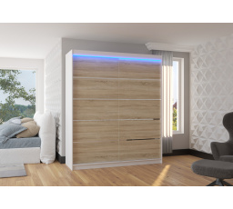 Posuvná skříň s LED osvětlením SPECTRA 180 Bílá+Sonoma