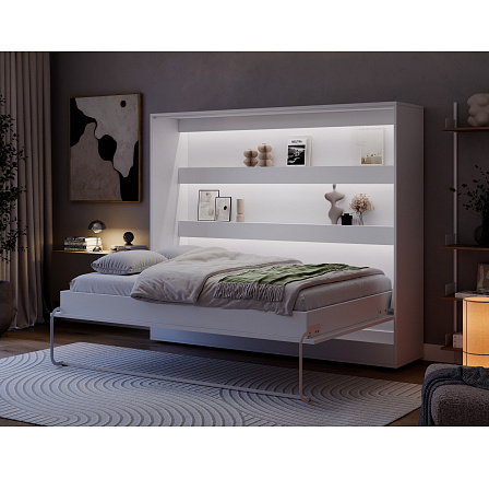 Devesto horizontální výklopná postel na stěnu 140 bílá LED bílá 200x140 Devesto horizontální výklopná postel na stěnu 140 bílá LED bílá 200x140