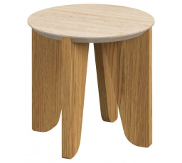 Kulatý konferenční stolek Dockland. 50 cm           travertin/dub