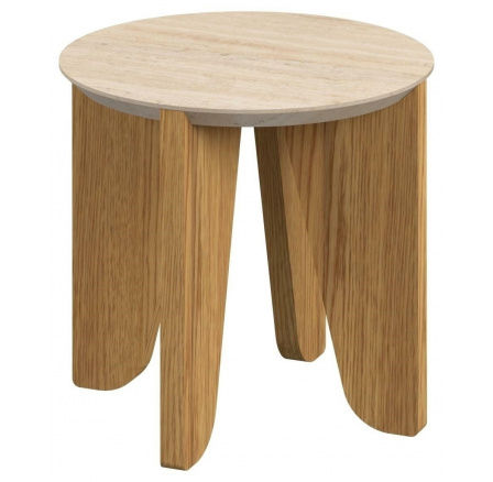 Kulatý konferenční stolek Dockland. 50 cm travertin/dub Kulatý konferenční stolek Dockland. 50 cm travertin/dub