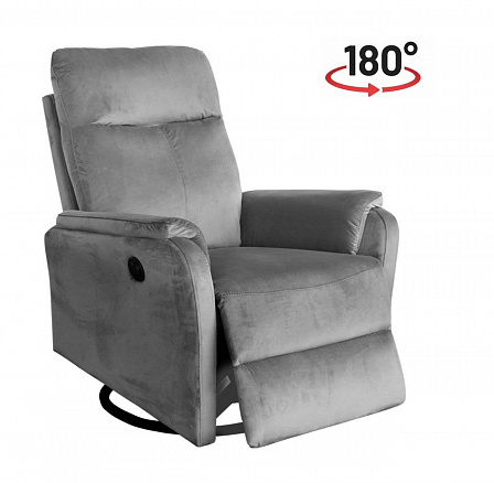 Relaxační křeslo s elektrickým rozkládáním, šedý samet Riviera 91 FR15-FX