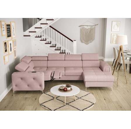 Rohová sedací souprava ORION MAX III , relax s funkcí spaní 165x320x190 cm - růžová, levá