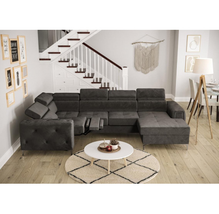 Rohová sedací souprava ORION MAX III , relax s funkcí spaní 165x320x190 cm - šedá , levá