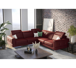 Rohová sedací souprava MALIBU MAX 250x250 přírodní kůže - levá, Bordová kůže