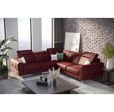 Rohová sedací souprava MALIBU MAX 250x250 přírodní kůže - levá, Bordová kůže