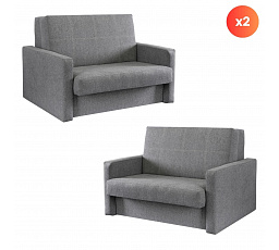 Sada 2x Dvoumístné Křeslo Na Spaní MILAN 2 Šedé