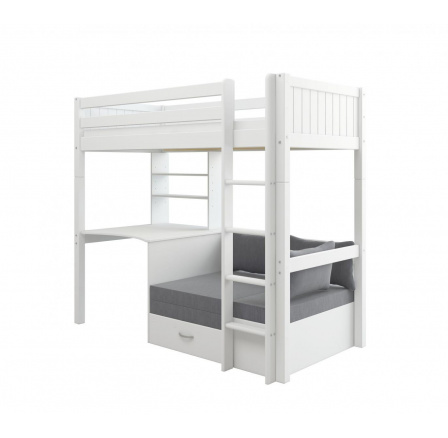 Vysoká postel se stolem a rozkl. pohovkou Romantic 462 bílá