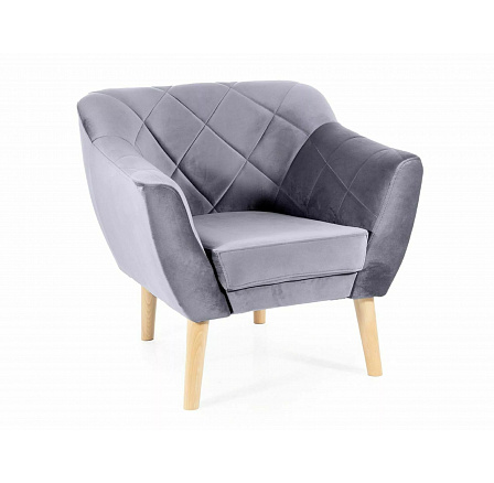 Křeslo KARO 1 VELVET, Šedý Bluvel 14/Buk Křeslo KARO 1 VELVET, Šedý Bluvel 14/Buk