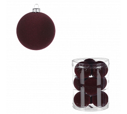 Kulaté sametové ozdoby - pr. 6 cm, bordó, cena za balení (9 ks)