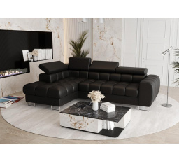 Rohová sedací souprava ASPEN MINI přírodní kůže 260x170 cm - černá kůže , levá