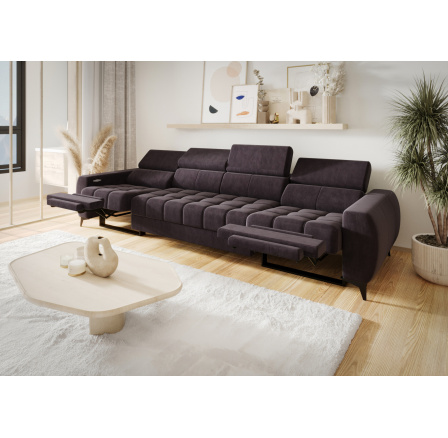 Sofa PORTO IV , relax 331 cm - hnědá