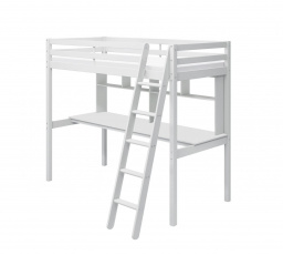 Vysoká postel s pracovní deskou a policemi Actim bílá