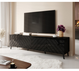 Tv komoda ABETO 200, černá matná/lesklá