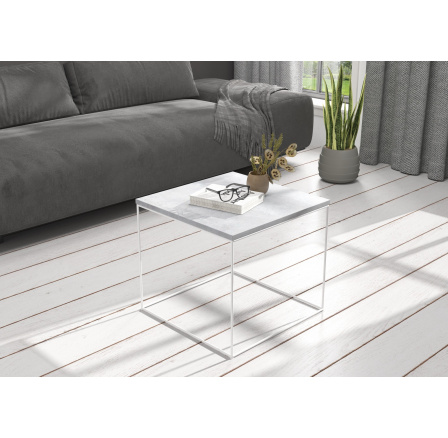 Konferenční stolek ELENA 50x50 Bílý+Beton