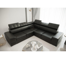 Rohová sedací souprava ROYAL MAX 286x286 přírodní kůže - černá kůže , levá