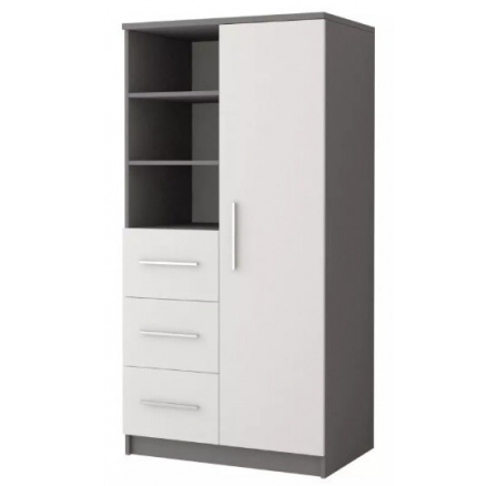 Regál OMEGA II - 05, Šedá/Bílá
