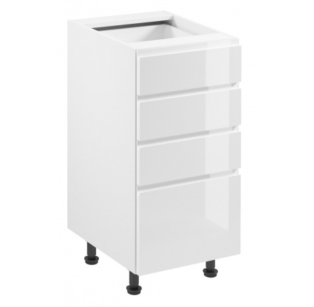 Kuchyňská dolní skřínka ASPEN D40S4, Bílá/Bílý lesk