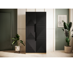 Šatní skříň Asha, dub artisan / černý mat / černé úchyty