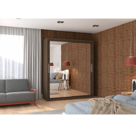 Posuvná skříň se zrcadlem ETTORE 180 Choco+Choco