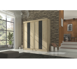 Posuvná skříň s lacobelem KAREN 200 Sonoma+Černý Lacobel