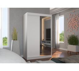 Posuvná skříň se zrcadlem REWENA 120 Bílá+Bílá