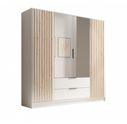 Šatní skříň Neri 200 s dveřmi a zrcadly Bílá+Bílá Šatní skříň Neri 200 s dveřmi a zrcadly Bílá+Bílá