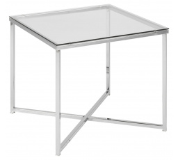 Stolek čtvercový Cross sklo/chromovaný