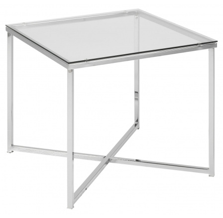 Stolek čtvercový Cross sklo/chromovaný